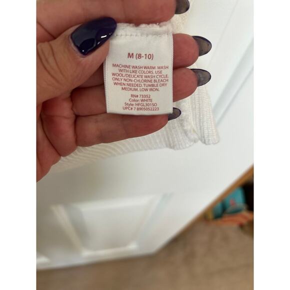 Faded Glory open front white knit cardigan short sleeve Med - Picture 6 of 7